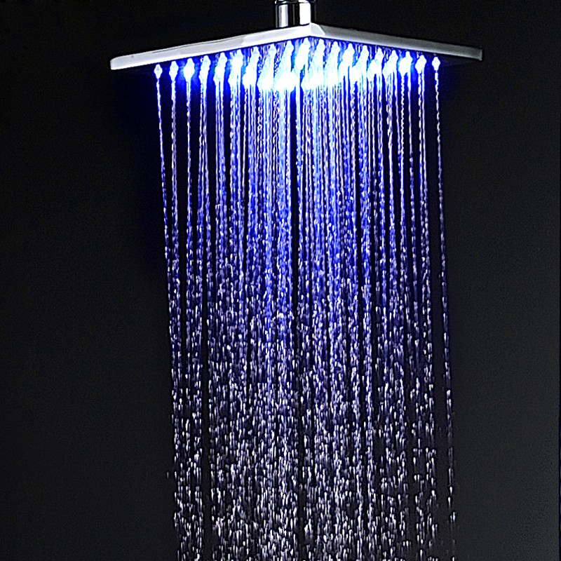 Chrome LED 12" Rainfall Shower Faucet Chrome Digital Temperature Screen Bath Shower Mixer with Handshower Swivel Folding Spout|Shower Faucets|   - AliExpress