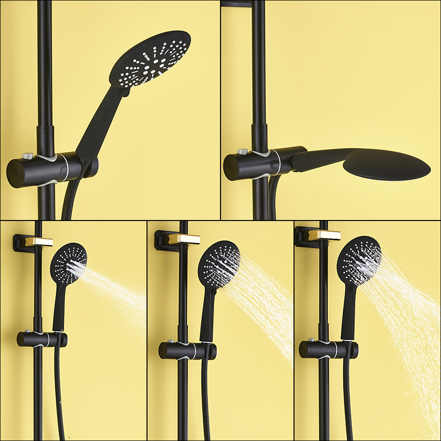 Matte Black Bath Shower Faucet White Shower Mixers Brass Mixer Valve with Soap Dispenser Box Bathroom Rainfall Shower System|faucet set|shower faucet settub spout - AliExpress