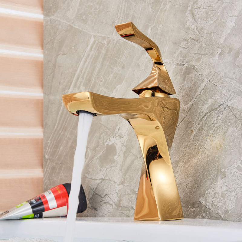 Brushed Nickel Bathroom Faucet Single Handle Bathroom Vessel Sink Faucet Basin Mixer Tap One Hole Golden Washing Tap Crane|Basin Faucets|   - AliExpress