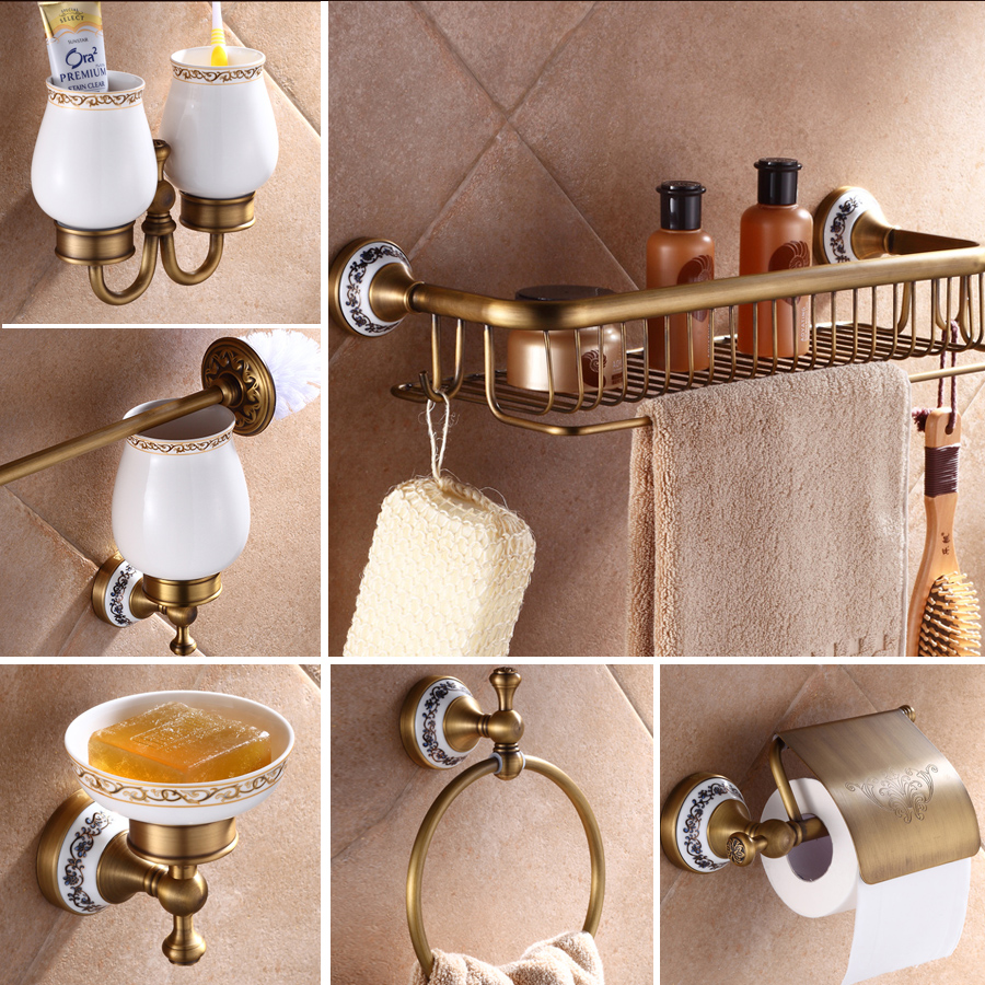 Antique Brass Luxury Bathroom Accessory paper Holder Toilet Brush Rack Commodity Basket Shelf Soap Dish Towel Ring|towel storage for bathroom|towel wallring rock - AliExpress