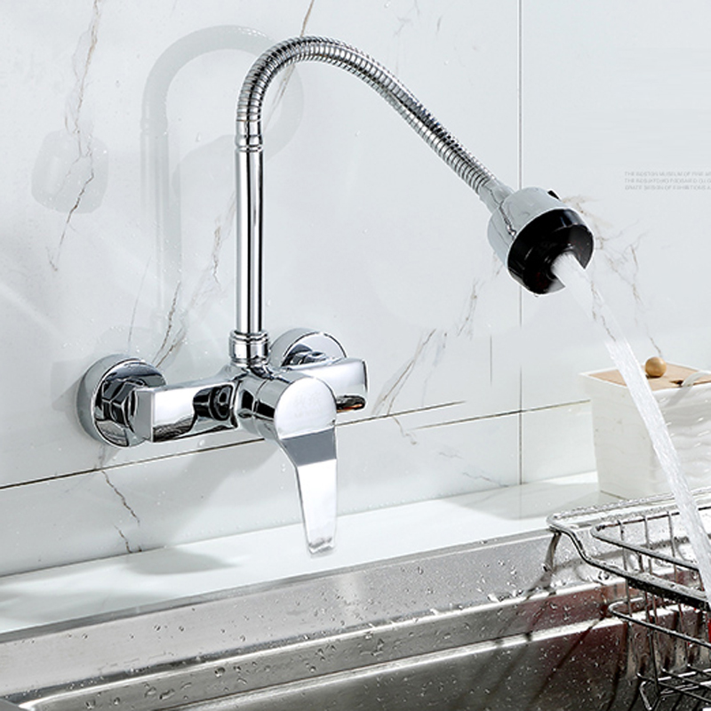 Free Shipping Stream Spray Bubbler Bathroom Kitchen Faucet Wall Mounted Dual Hole Hot and Cold Water Flexible Pipe Kitchen Mixer|kitchen mixer|kitchen faucet wallkitchen faucet - AliExpress