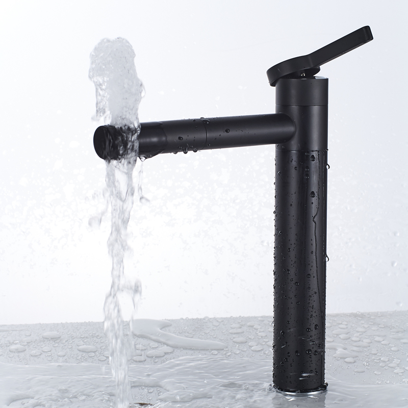 Black Swive Spout Basin Faucet Deck Mounted Bathroom Vessel Sink Mixer Tap Single Lever  360 Rotate Hot Cold Water Tap|Basin Faucets|   - AliExpress