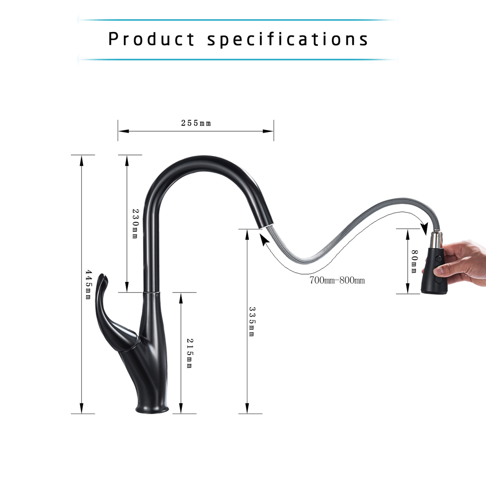 Black Kitchen Faucet Pull Out Pull Down Bathroom Kitchen Mixer Hot Cold Water Tap Single Handle Stream Spray Kitchen Spout|Kitchen Faucets|   - AliExpress