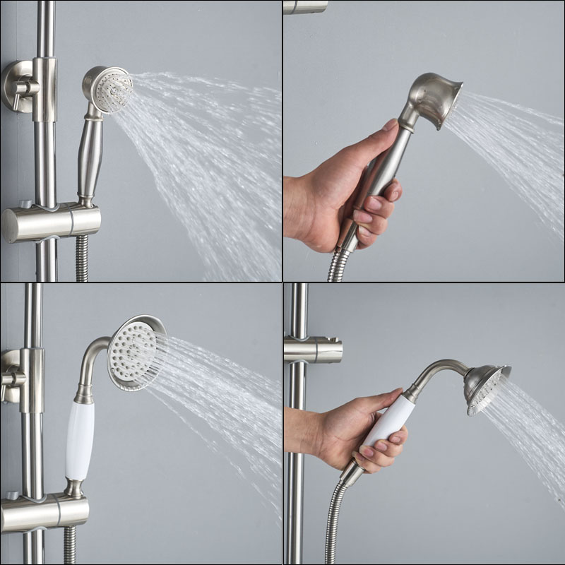 Luxury Rainfall Shower Mixer Faucet In Wall Dual Handle Bath Shower Set Brass Spout and Handshower Brushed Nickel Hot Cold Tap|Shower Faucets|   - AliExpress