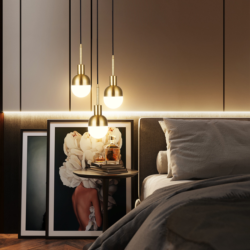 Simple Postmodern LED Pendant Lights For Bderoom Bedside Bar Restaurant Hanging Lamp Gold Single Head Pendant Lamps E27 9W|Pendant Lights|   - AliExpress