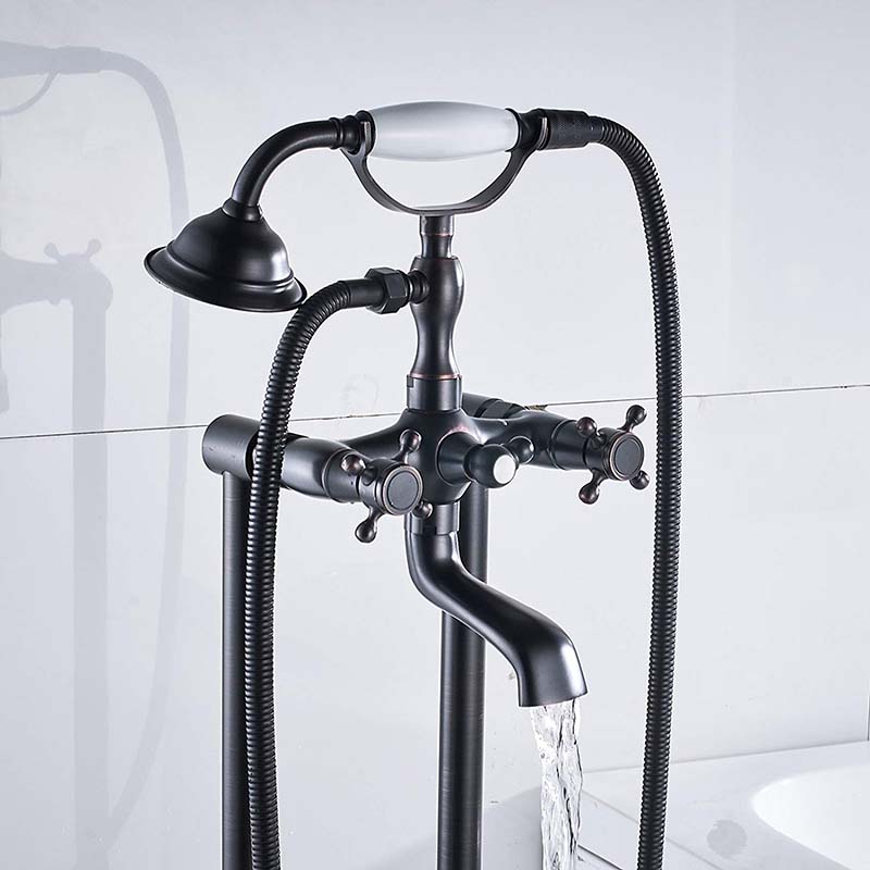 Black Bronze Clawfoot Bath Tub Faucet Dual Ceramic Handle with Handshower Freestanding Bathtub Mixer Tap Bathroom Tub Mixer Tap|handle ball|handle faucetfaucet light temperature controlled - AliExpress