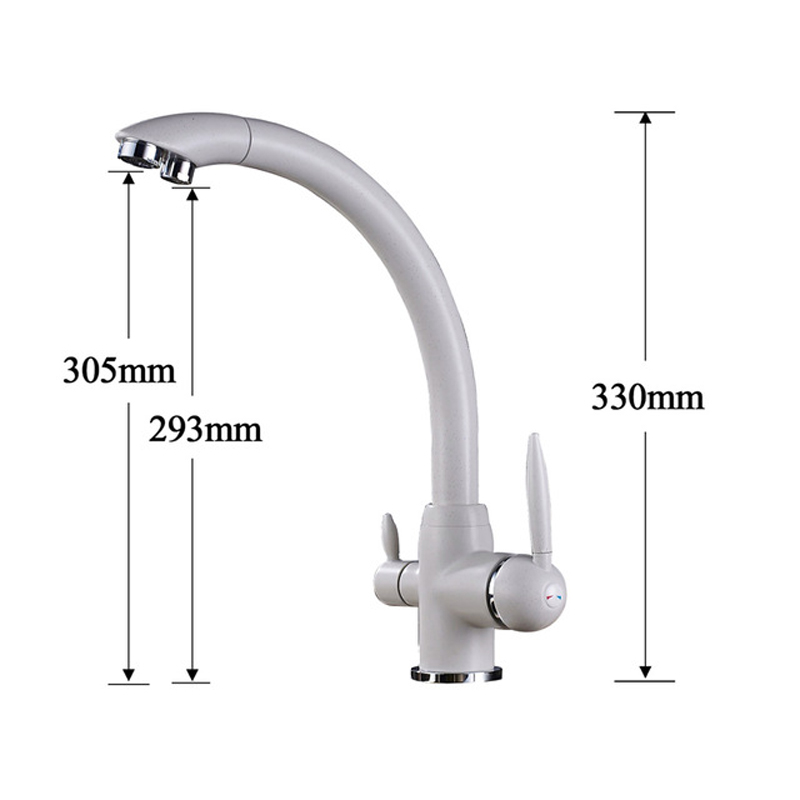 Deck Mounted 360 Rotation Kitchen Faucets White Water Purification Double Handle 3 Way Filter Mixer Taps|kitchen faucet|kitchen faucet whitemixer kitchen taps - AliExpress