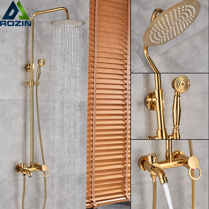 Golden Shower Set Faucet Single Handle 3 ways 8" Rainfall Shower Mixer with Handshower Waterfall Spout Bath Shower System|gold and silver shoes|faucet goldfaucet pump - AliExpress