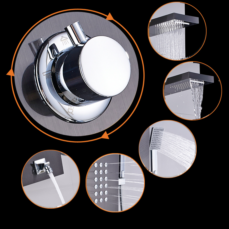 Intelligent Thermostatic Shower Panel Faucet Thermostatic Mixer Shower Set Waterfall Rain Bath Shower Faucet System 3 Handles Ta|Shower Faucets|   - AliExpress