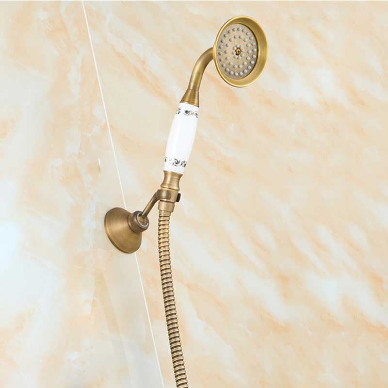 Rozin Antique Brass Rainfall Shower Head 3 Way Faucet Diverter Valve Wall Mount Brass Fixer Bracket Handshower Brass Shower Arm|Shower Heads|   - AliExpress