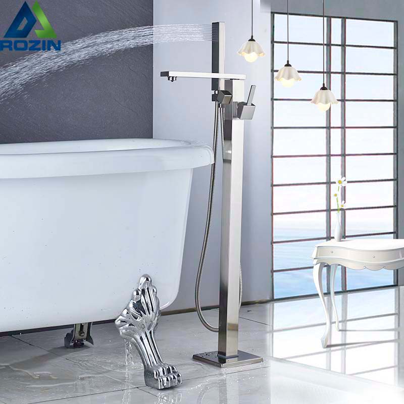 Floor Mounted Bathroom Tub Sink Faucet Single Handle with Hand Shower Bathtub Mixer Tap Freestanding Clawfoot Bath Shower Set|Shower Faucets|   - AliExpress