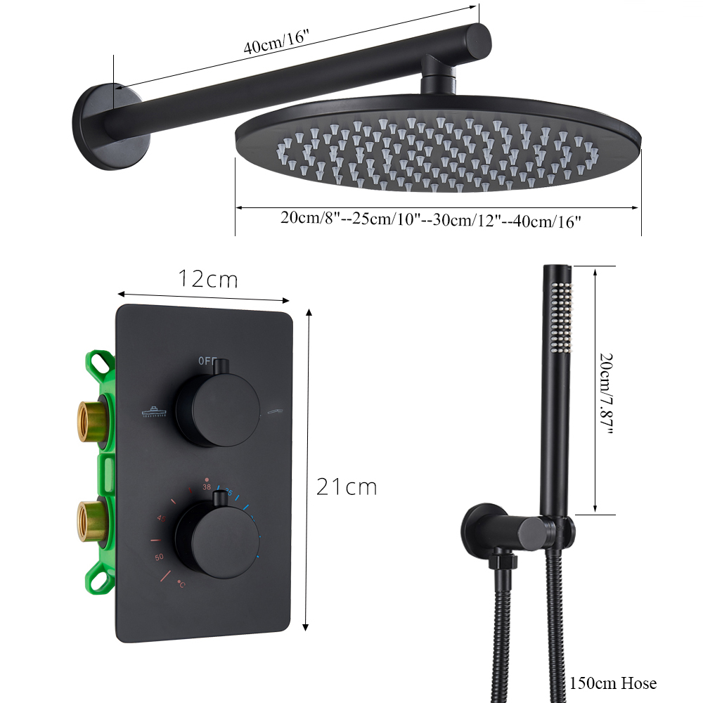 Thermostatic Shower Faucet Matte Black Ceiling Mounted Bathroom Rainfall Shower Column Dual Handle Concealed Shower Mixer Tap|Shower Faucets|   - AliExpress