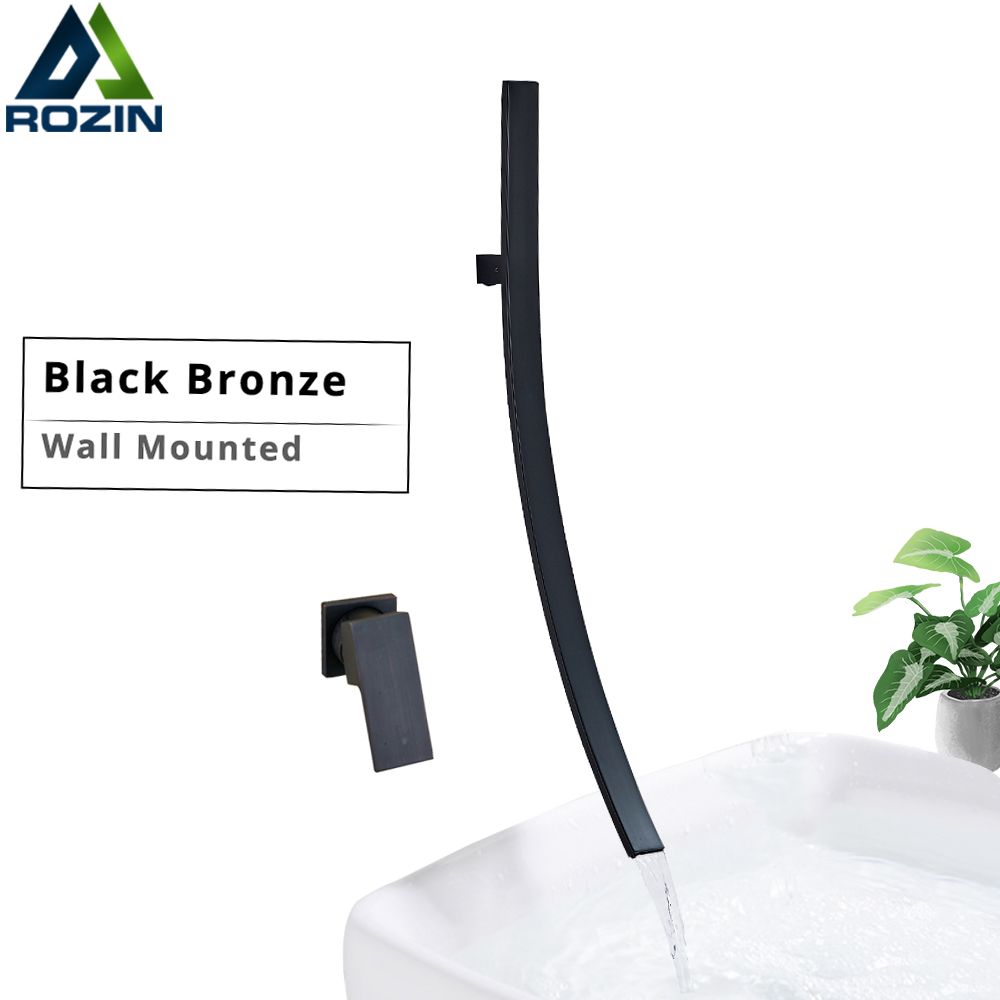 70cm Spout Waterfall Faucet Wall Mounted Basin Mixer Tap Single Handle Black Bronze Mixer Tap Concealed Basin Sink Torneira|Basin Faucets|   - AliExpress