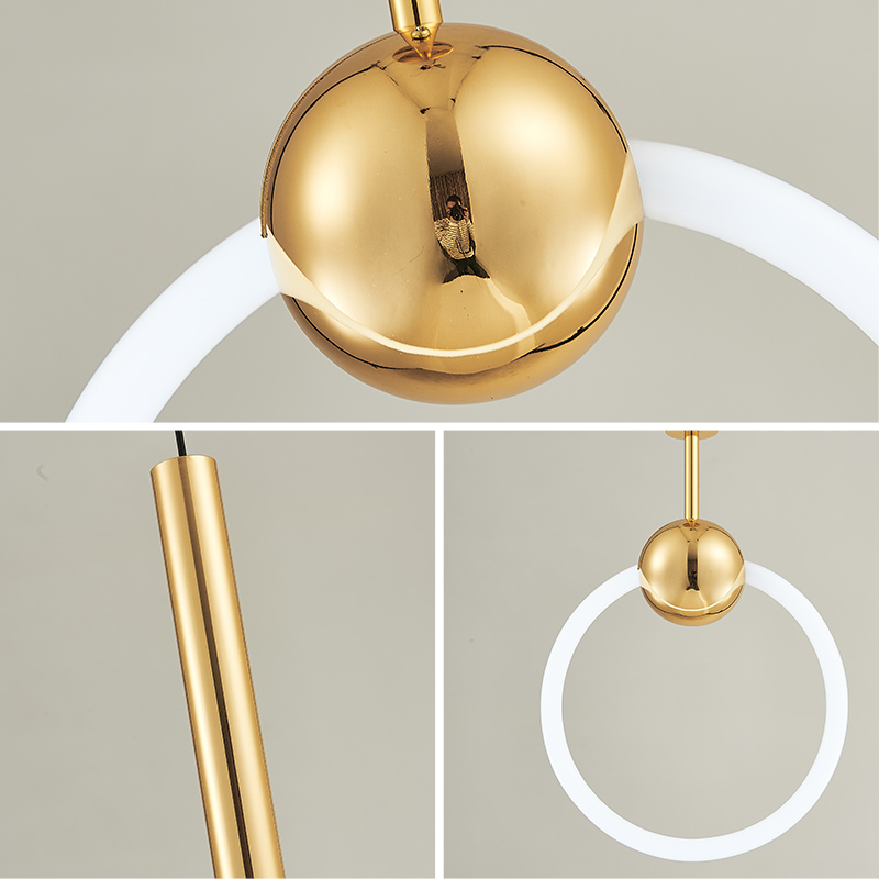 Dia.30cm Modern Gold LED Pendant Lamp For Bedroom Bedside Dining Room Decoration Pendant Light Single Ring Plated Hanging Lamps|Pendant Lights|   - AliExpress