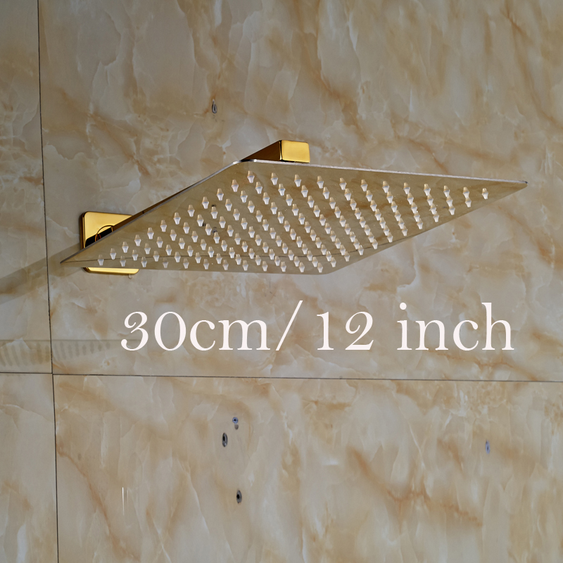 Free Shipping Golden 8/10/12 inch Ultrathin Rainfall Shower Head with Wall Mount Brass Shower Arm|shipping boxes cross country|head programmerhead badge - AliExpress