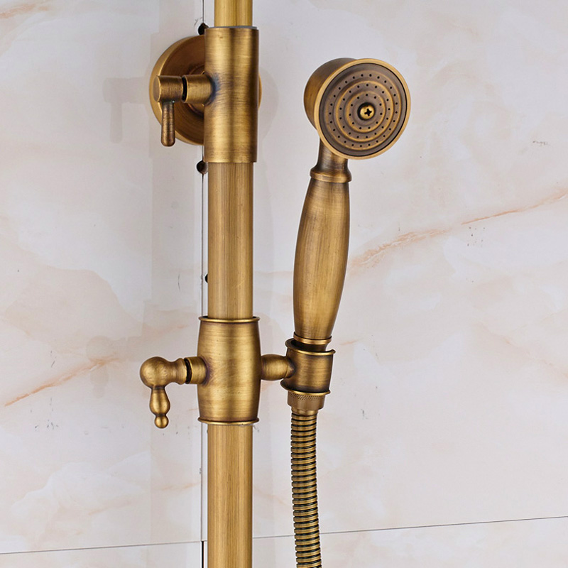 High Quality Antique Shower Faucet Mixer Tap With 8" Rainfall Shower Head Dual Handle Bath Shower Kit Height Adjustable|antique shower|shower faucetsshower faucet mixer - AliExpress