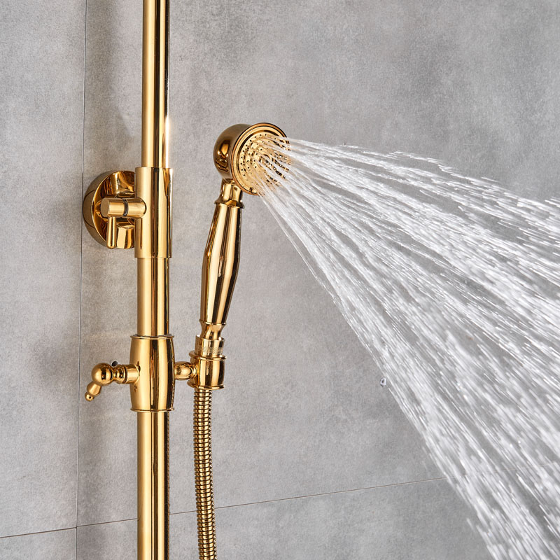 Golden Shower Set Faucet Single Handle 3 ways 8" Rainfall Shower Mixer with Handshower Waterfall Spout Bath Shower System|gold and silver shoes|faucet goldfaucet pump - AliExpress