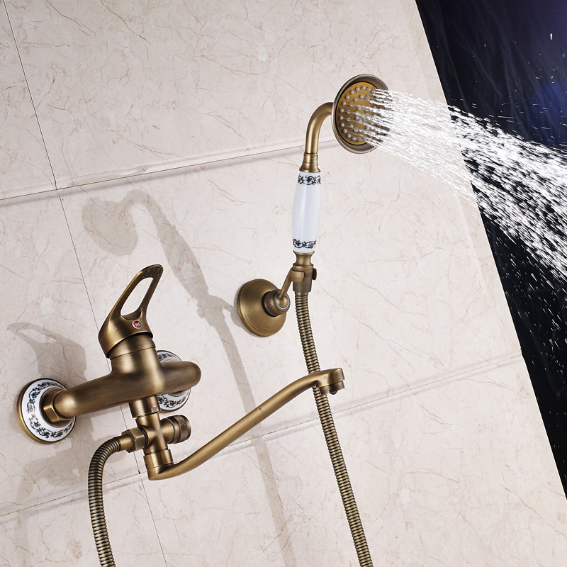 Bathroom Mixer  25 cm Brass Long Nose outlet shower faucet Single Handle Wall Mounted Bathtub Sink Faucet Taps|taps|taps showertaps sink - AliExpress