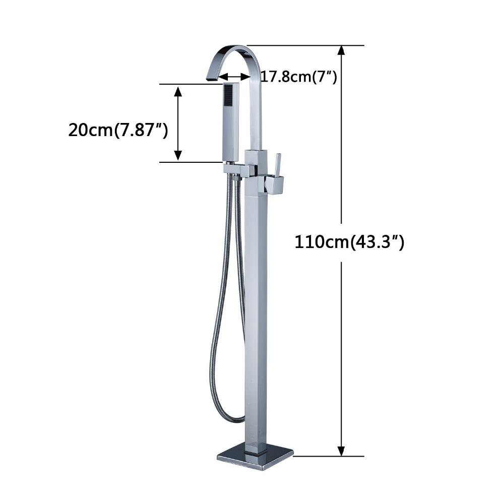 Waterfall Spout Floor Mounted Bathtub Faucet with Hand Shower Brushed Nickel  Free Standing Bath Tub Mixer Taps Basin Tap Gift|free standing bathtub faucet|bathtub faucetsfree standing - AliExpress