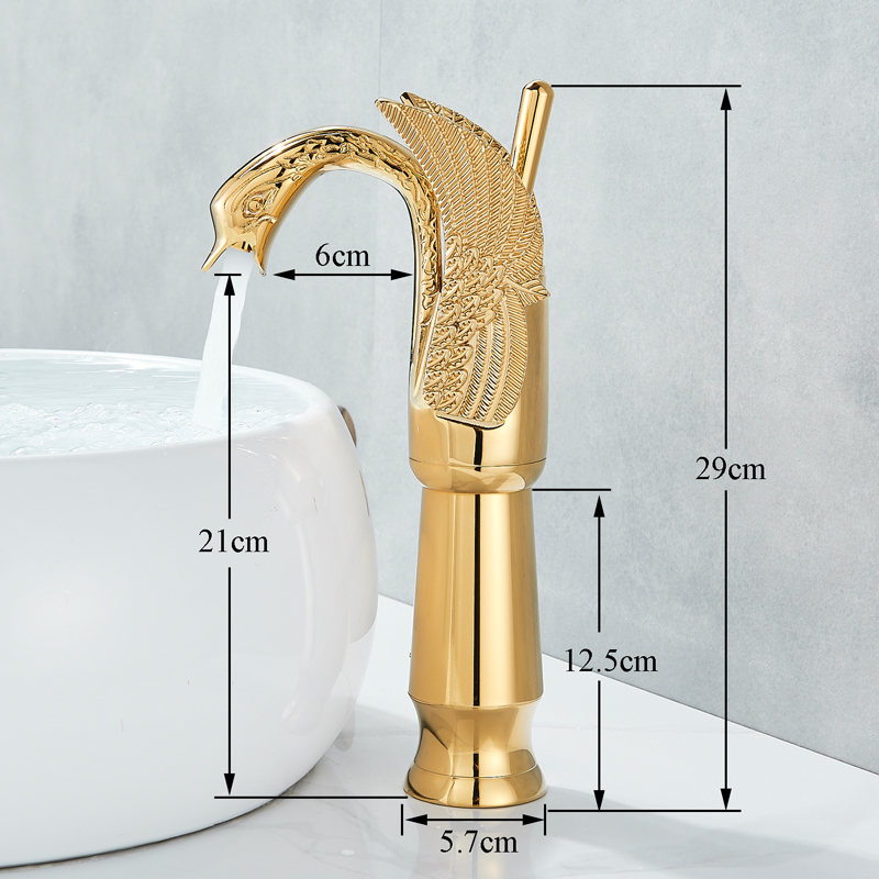 Swan Shape GoldenBasin Sink Faucet Bathroom Countertop Centerset Basin Mixer Tap Chrome Single Handle Swan Cold Hot Water Faucet|Basin Faucets|   - AliExpress