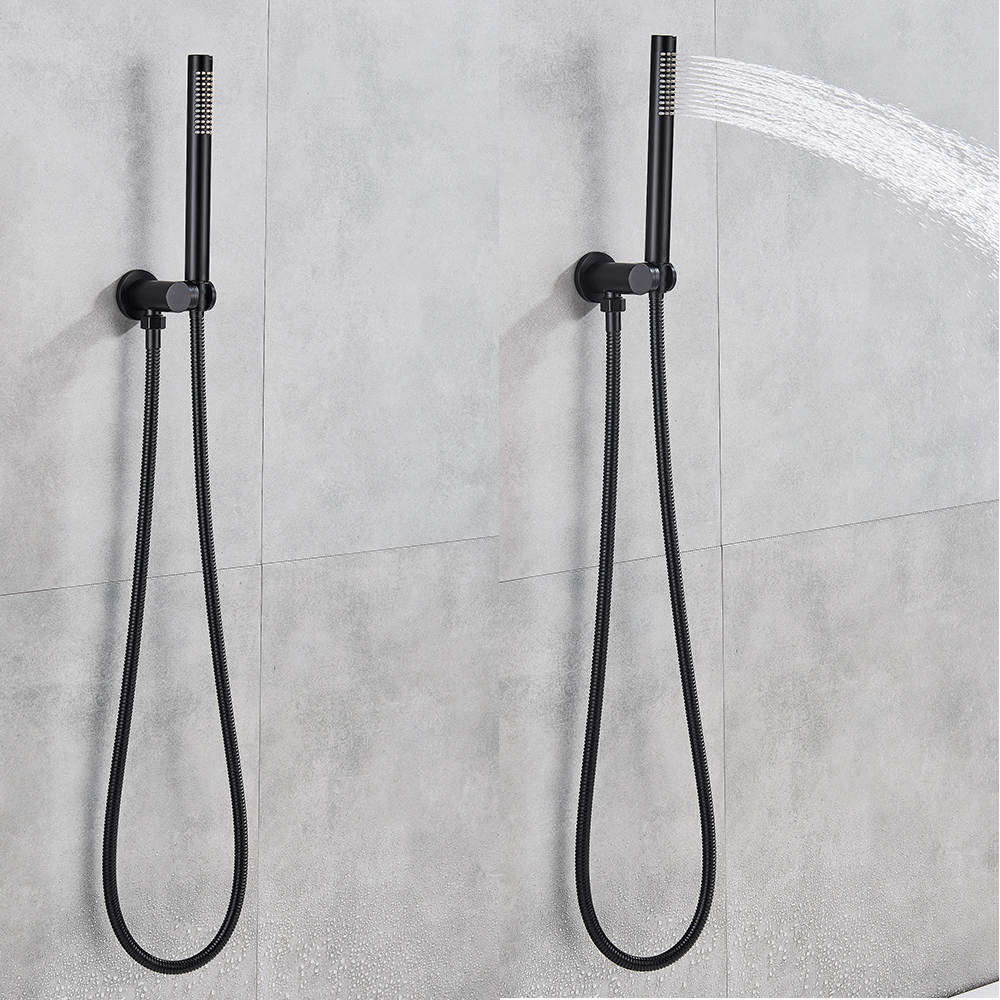 Thermostatic Shower Faucet Matte Black Ceiling Mounted Bathroom Rainfall Shower Column Dual Handle Concealed Shower Mixer Tap|Shower Faucets|   - AliExpress