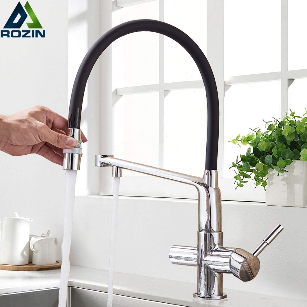 Chrome Purification Kitchen Sink Faucet Deck Mount 3 Way 360 Swivel Pure Water Kitchen Sink Faucet Mixer Tap Drinking Water Tap|Kitchen Faucets|   - AliExpress