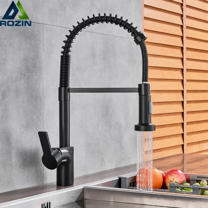 Matte Black Kitchen Faucet Pull Down Spout Kitchen Sink Faucet Single Handle Bathroom Kitchen Vanity Sink Tap Hot Cold Water Tap|Kitchen Faucets|   - AliExpress