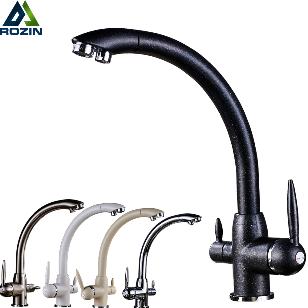 Rozin Swivel Drinking Water Kitchen Faucets Black Pure Water Filter Faucet Double Handle Water Purification Kitchen Mixer Tap|kitchen faucet|water kitchenkitchen drinking water faucet - AliExpress