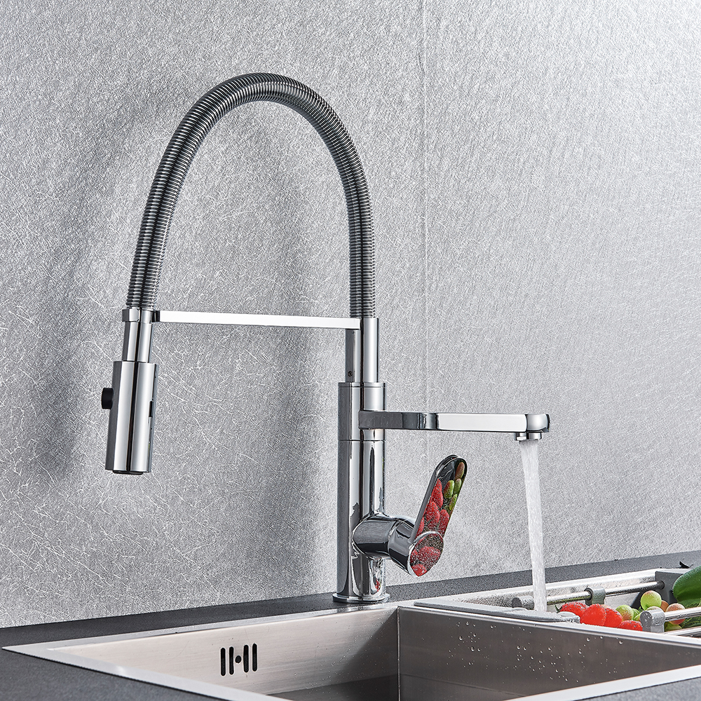 Chrome Pull Down Kitchen Faucet Deck Mounted 2 Swivel Spout Hot and Cold Kitchen Sink Tap with Stream Spray Kitchen Shower Head|steel soap dispenser|stainless steel soap dispensersoap dispenser - AliExpress