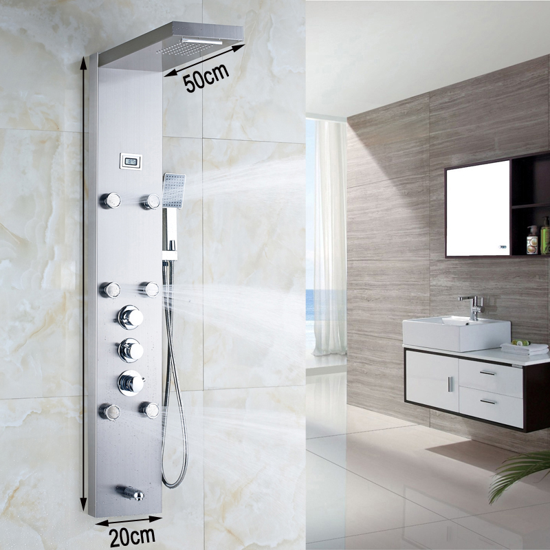 Thermostatic Rainfall Shower Panel Faucet Body Massage System Stainless Steel Shower Column Tap Digital Temperature Screen|shower panel|rainfall shower panelrainfall shower - AliExpress