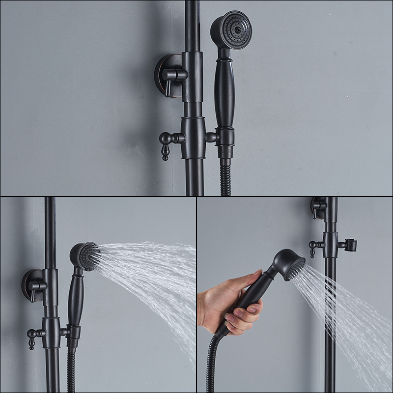 Wall Mounted 8" Rainfall Shower Set Faucet with Hand Shower Black Bath and Shower Mixer Kits Brass Tub Can Hot and Cold Taps|rainfall shower set|shower mixershower set - AliExpress