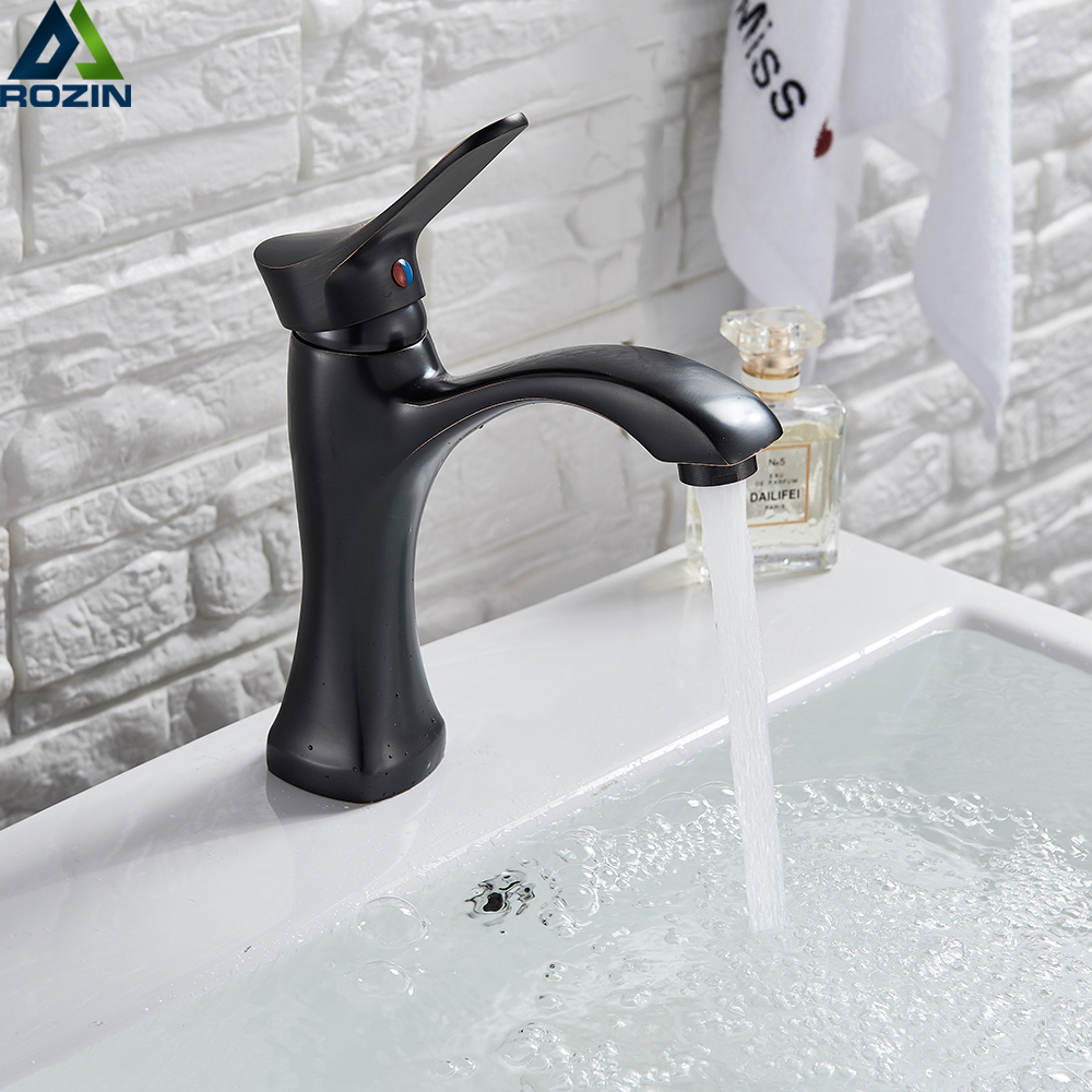 Black Bronze Basin Faucet Deck Mounted One Handle Cold and Hot Bathroom Vessel Sink Mixer Deck Mounted Washing Tap|Basin Faucets|   - AliExpress