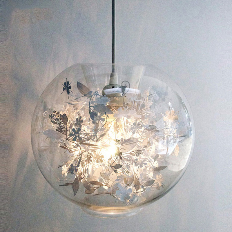 Dia.27cm Clear Glass Pendant Lights For Bedroom Bedside Dining Room Kitchen Deco Pendnat Lamp Round Ball LED Hanging Lamp E27|Pendant Lights|   - AliExpress