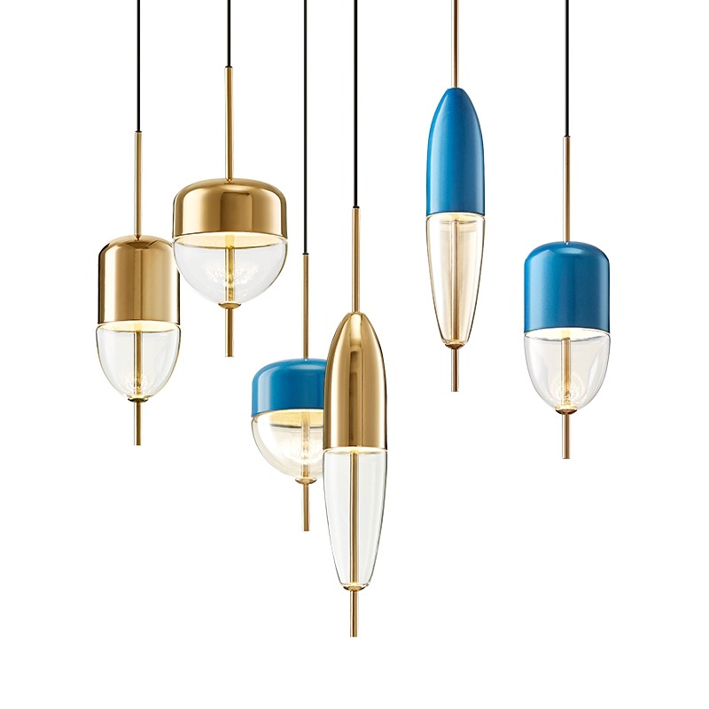 Postmodern blue/golden LED pendant lights living room hanging lamp Glass suspension luminaire restaurant bedroom fixtures|Pendant Lights|   - AliExpress