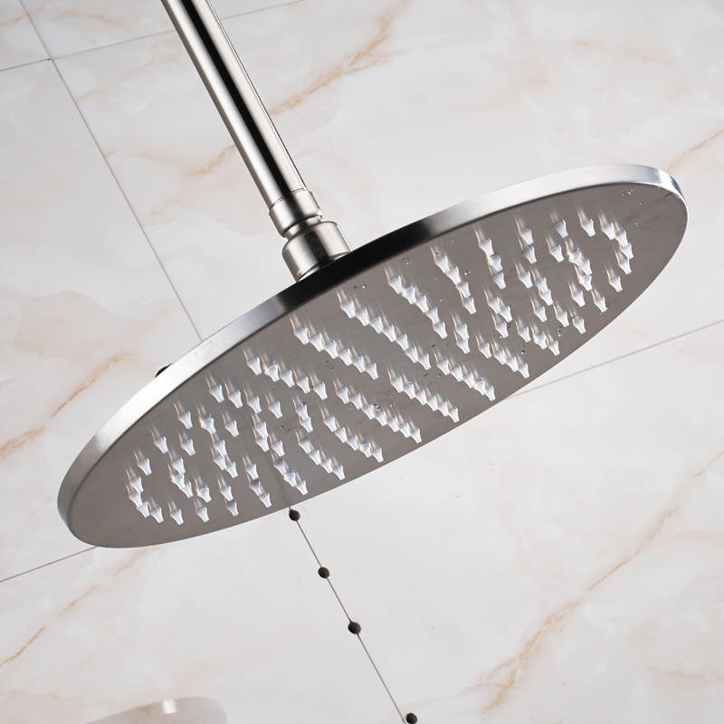 Brushed Nickel 16 inch LED Light Shower Head Rainfall Round Big Showerhead with Brass Shower Arm|light shower head|shower head rainfallled light shower head - AliExpress