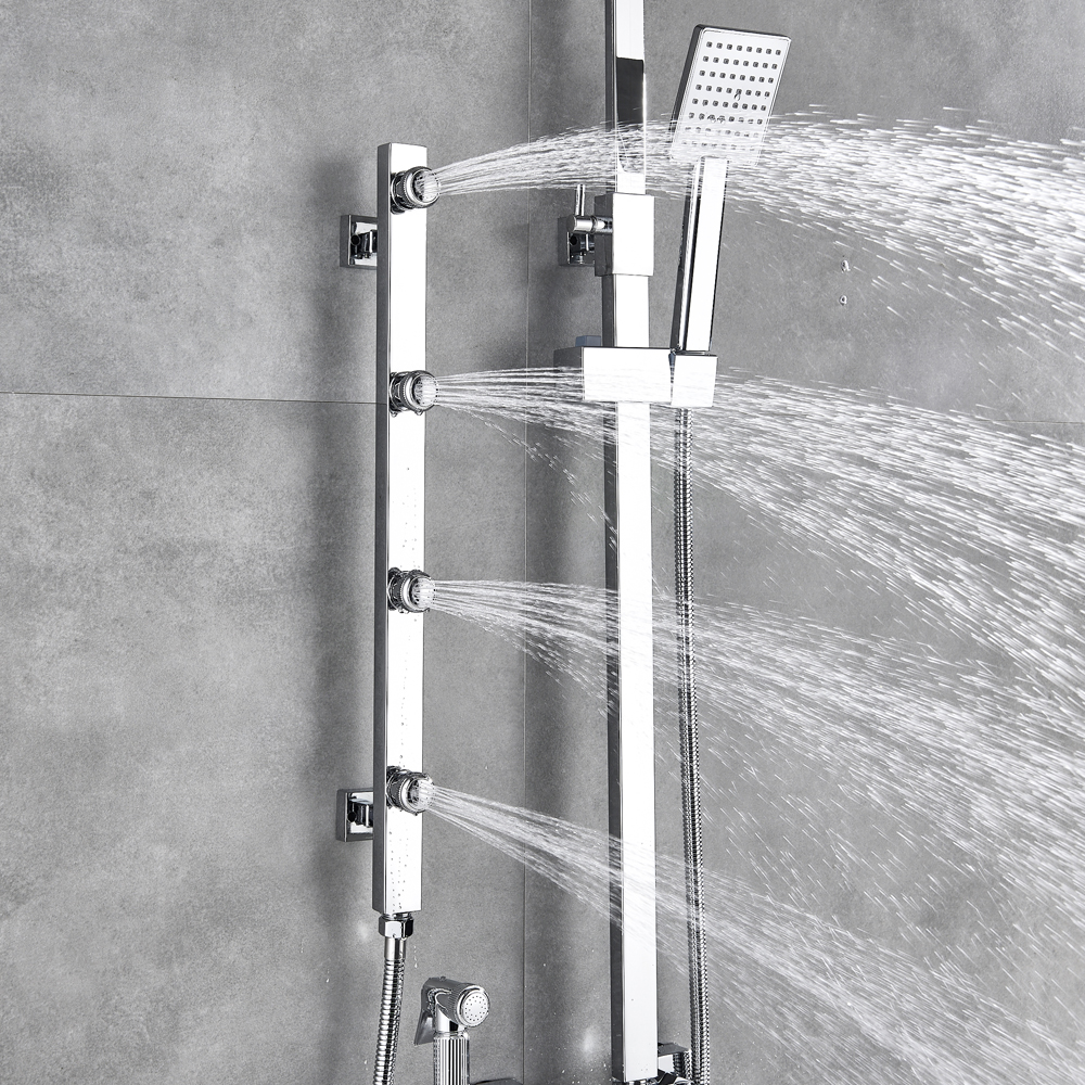 Body Massage Jet Chrome Shower Faucet Set Wall Bath Shower Mixer Faucet Bath Shower Spout Bidet Sprayer Head Rain Shower Head|Shower Faucets|   - AliExpress