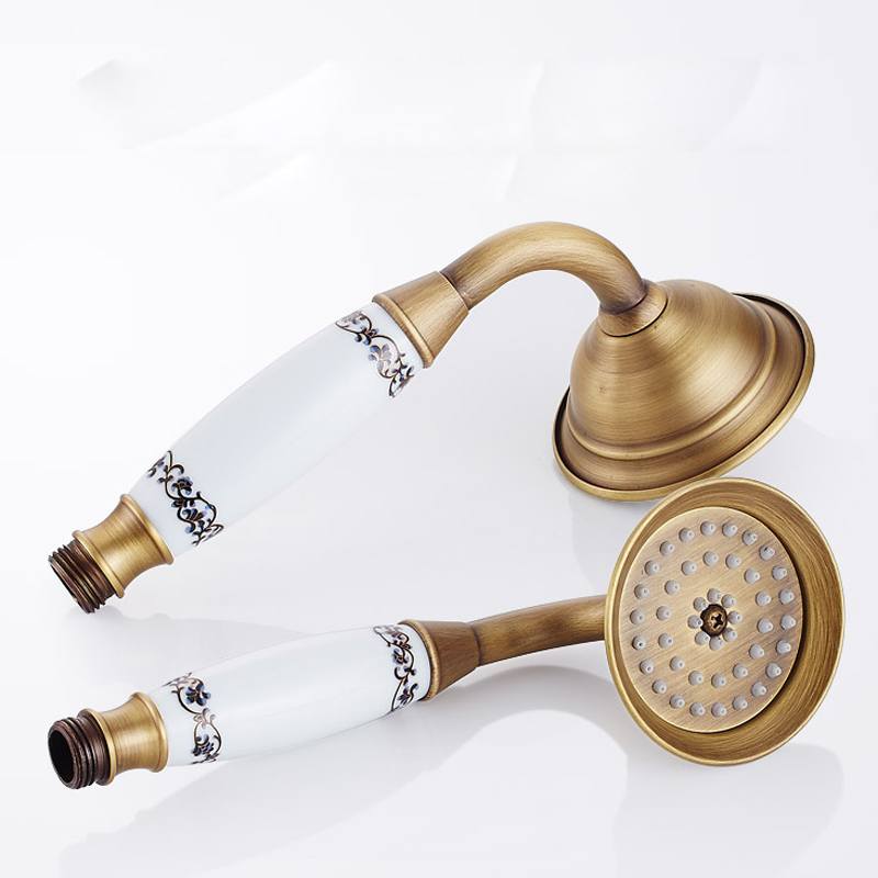 Wall Mounted Long Nose Bathtub Faucet Antique Brass Tub Sink Faucet Telephone Style Bathroom Bath Shower Set with Handshower|Shower Faucets|   - AliExpress