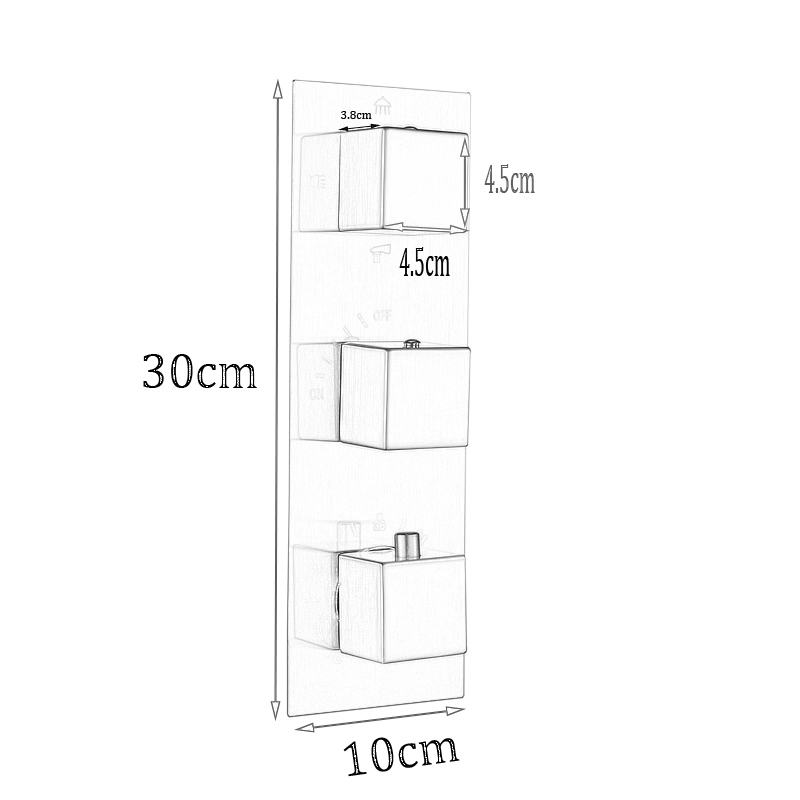 Brushed Nickel Concealed Thermostatic Mixer Valve Three Handle Shower Control Valve Control Water Temperature Valve