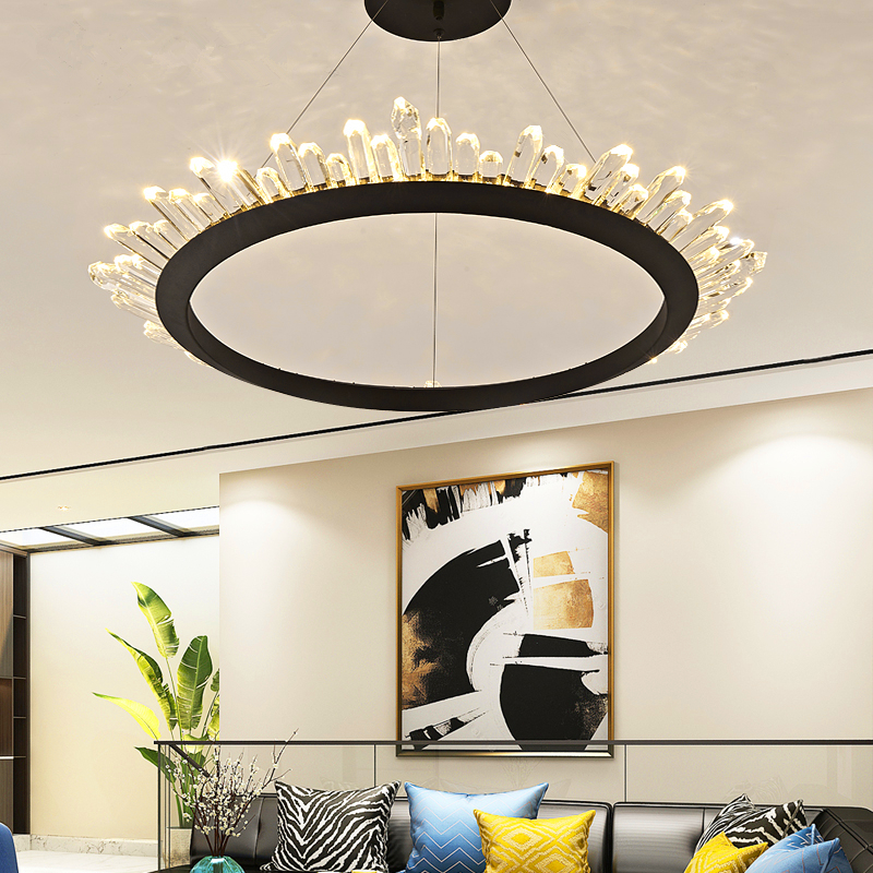 Postmodern LED chandelier hotel deco fixtures Round hanging lights bedroom pendant lamp living room suspension crystal luminaire|Pendant Lights|   - AliExpress