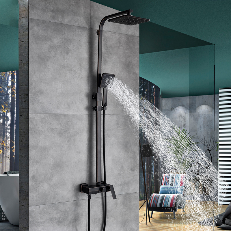 Wall Mounted Bath Shower Column Rainfall Shower Faucet Set 3 ways Brass Mixer Valve Waterfall Shower Tap Rotate Bath Spout|Shower Faucets|   - AliExpress