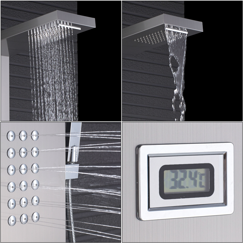 Intelligent Thermostatic Shower Panel Faucet Thermostatic Mixer Shower Set Waterfall Rain Bath Shower Faucet System 3 Handles Ta|Shower Faucets|   - AliExpress