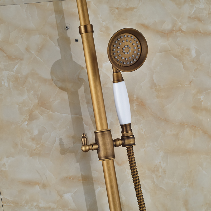 Bathroom 8" Rainfall Shower Head Shower Complete Faucet Antique Brass Bath and Shower Faucet Set with Handheld Shower|brass bath|faucet setshower faucet set - AliExpress