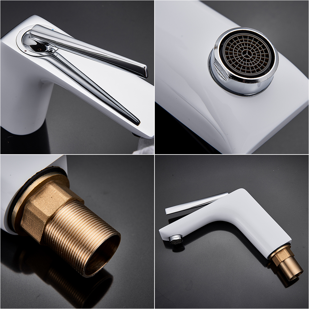 Chrome White Bathroom Vessel Sink Faucet Deck Mount Elegant Basin Mixer Tap Hot and Cold Water Crane One Hole|deck mounted|water cranehot and cold - AliExpress