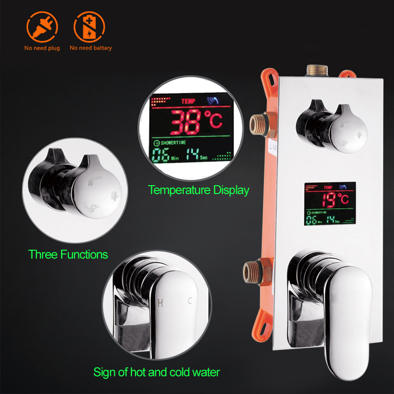 Wall Mounted Brass Shower Control Mixer Valve Digital Temperature Display 2 3 Ways Pre box Intelligent Bath Shower Mixers|mixer valves|mixer mixermixer controller - AliExpress