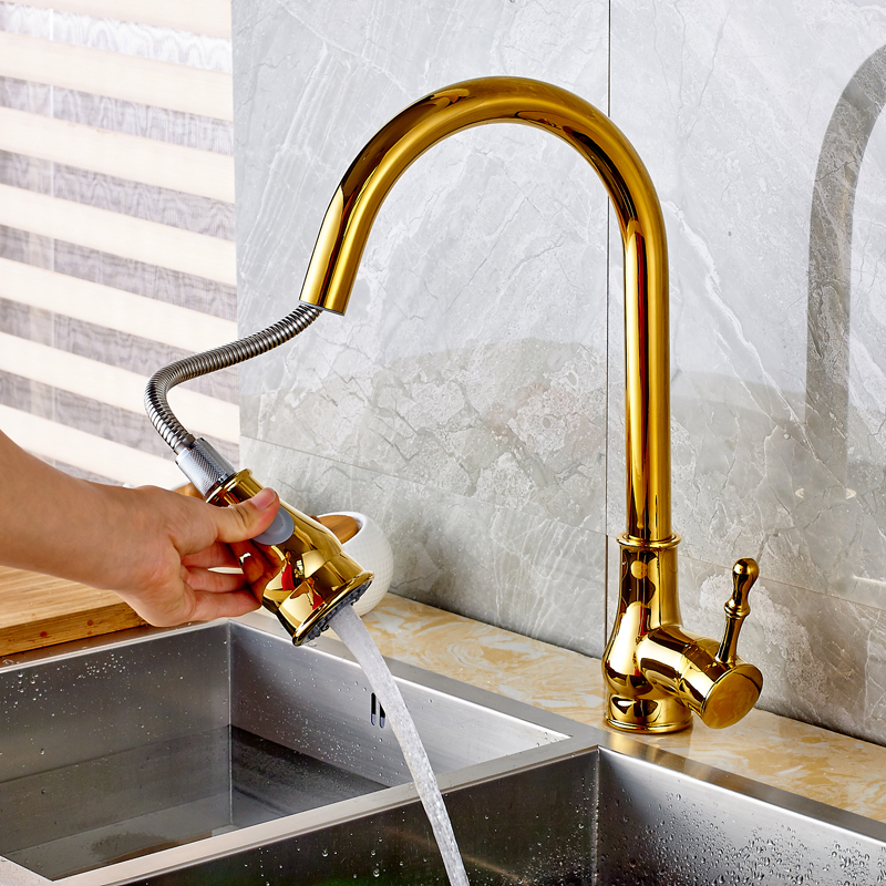 Brushed Nickel Kitchen Faucet Pull Out Kitchen Sink Hot Cold Water Tap Single Lever Stream Sprayer Bathroom Kitchen Faucet|kitchen sink faucet|sink faucet kitchensink kitchen - AliExpress