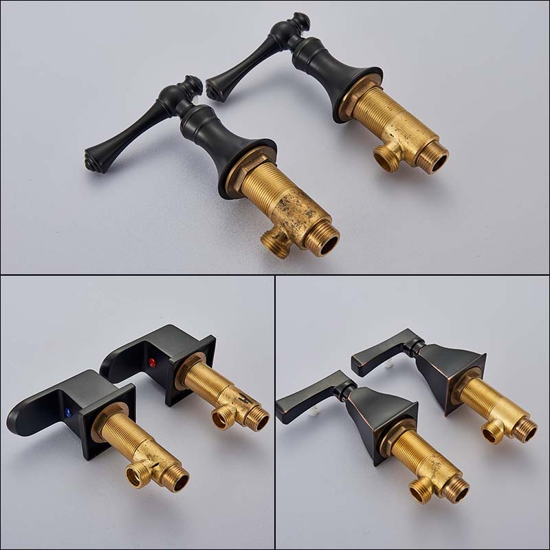 Widespread Waterfall Bathroom Faucet Dual Handle Brass Hot Cold Water Tap Black Bronze Deck Mounted Wash Sink Taps|Basin Faucets|   - AliExpress