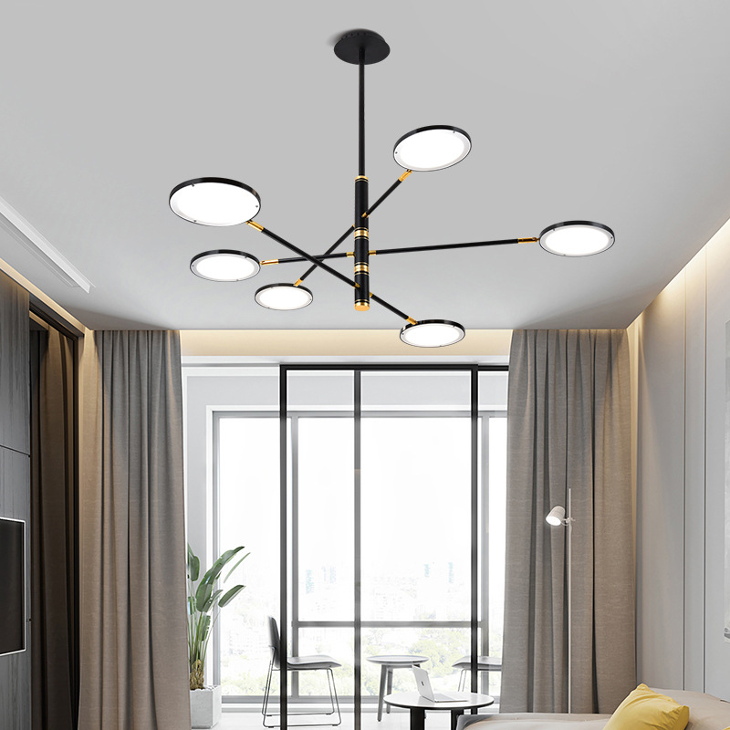 Postmodern LED Chandelier Lighting 72W 96W Rotatable Black Hanging Lamp For Living Room Restauranat Indoor Home Deco Chandeliers|Chandeliers|   - AliExpress