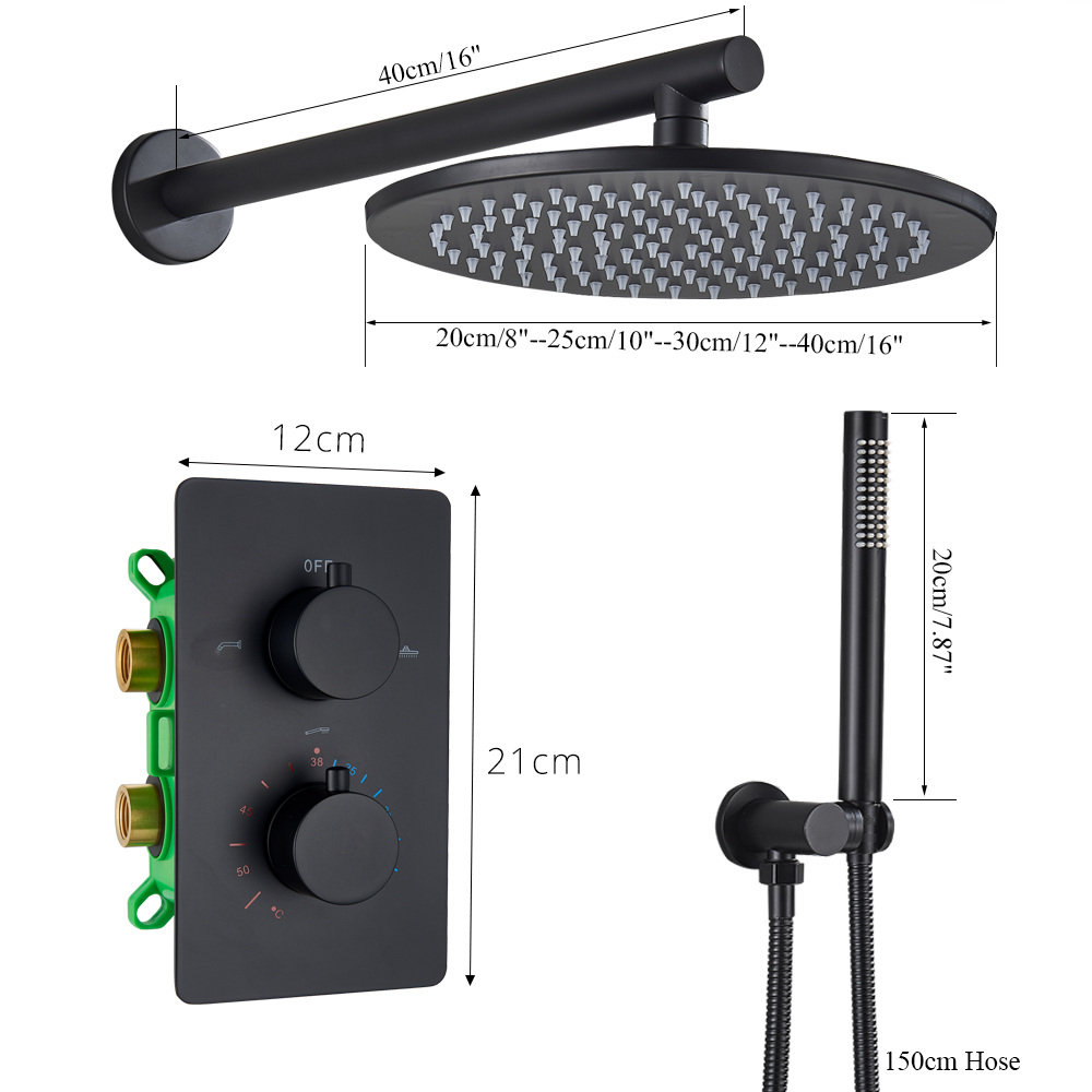 Thermostatic Shower Faucet Matte Black Ceiling Mounted Bathroom Rainfall Shower Column Dual Handle Concealed Shower Mixer Tap|Shower Faucets|   - AliExpress