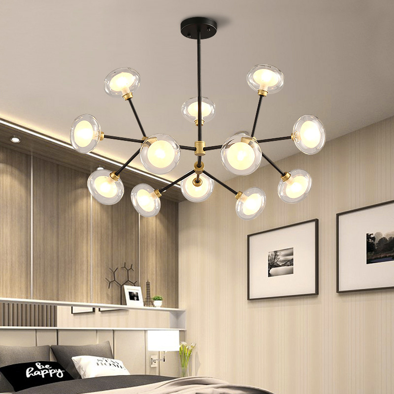 Clear Glass LED Chandelier Lights Multiple Heads Postmodern G9 Hanging Lamp For Dining Living Room Kitchen Bedroom Decoration|Chandeliers|   - AliExpress