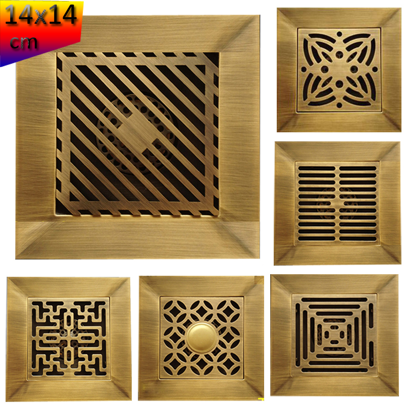 Art Carved Antique Brass 14cm Large Flow Floor Drain Bathroom 5.5" Square Shower Drain Strainer Free Shipping 6 models|shower drain strainer|drain bathroomfloor drain bathroom - AliExpress